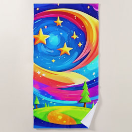 宇宙の夢の風景 – 天上の冒険 ビーチタオル