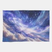 宇宙の夢の風景：渦巻く星空と星空の夜 キッチンタオル (横)