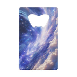 宇宙の夢の風景：渦巻く星空と星空の夜 クレジットカード栓抜き