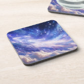 宇宙の夢の風景：渦巻く星空と星空の夜 コースター (左側)