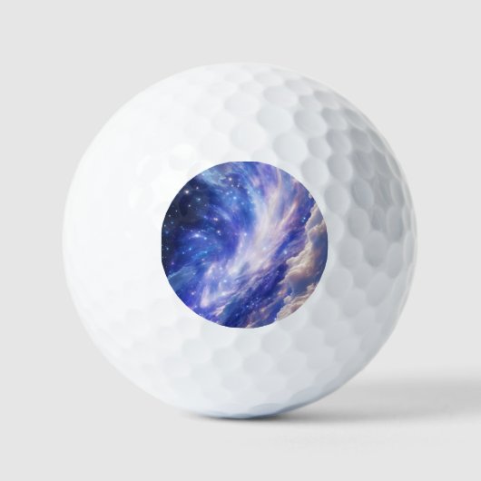 宇宙の夢の風景:渦巻く星空と星空の夜 ゴルフボール (正面)
