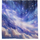 宇宙の夢の風景：渦巻く星空と星空の夜 シャワーカーテン (正面)