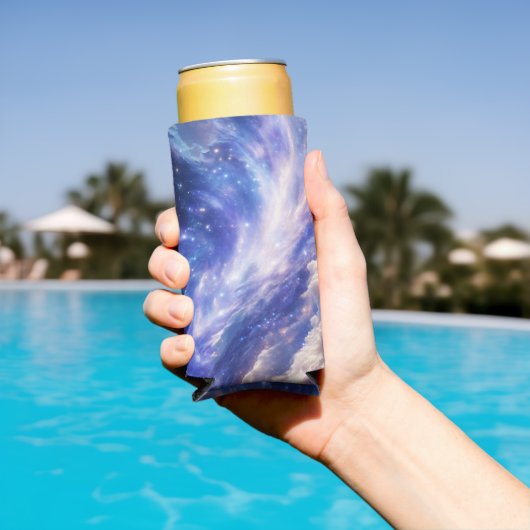 宇宙の夢の風景：渦巻く星空と星空の夜 スリム缶クーラー (インサイチュ プール)