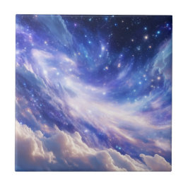 宇宙の夢の風景：渦巻く星空と星空の夜 タイル