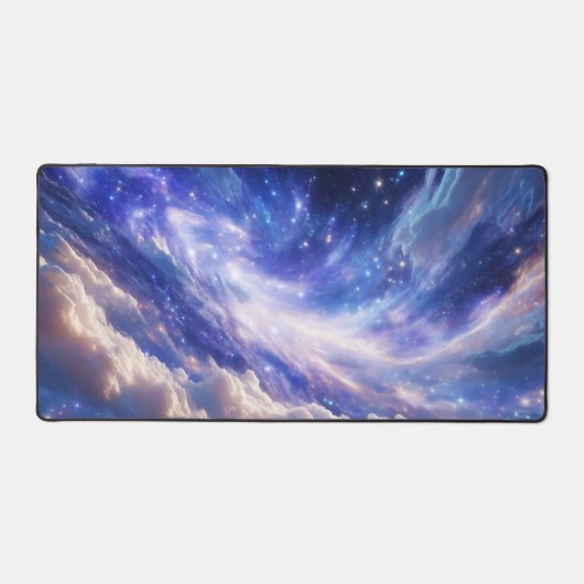 宇宙の夢の風景：渦巻く星空と星空の夜 デスクマット (正面)