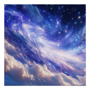 宇宙の夢の風景:渦巻く星空と星空の夜 ポスター