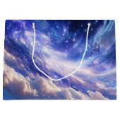 宇宙の夢の風景：渦巻く星空と星空の夜 ラージペーパーバッグ (正面)