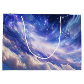 宇宙の夢の風景：渦巻く星空と星空の夜 ラージペーパーバッグ (裏面)