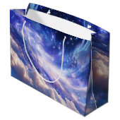 宇宙の夢の風景：渦巻く星空と星空の夜 ラージペーパーバッグ (裏面アングル)