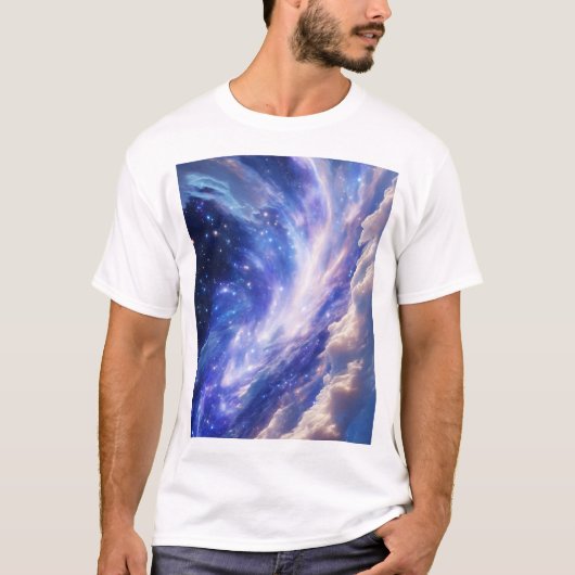 宇宙の夢の風景：渦巻く星空と星空の夜 Tシャツ (正面)