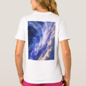 宇宙の夢の風景：渦巻く星空と星空の夜 Tシャツ (裏面)