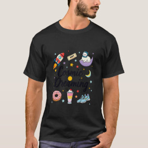宇宙の夢を見る スペースキャット 月 ロケット 星 軌道 Tシャツ