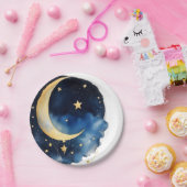 宇宙の天体の水色の赤ちゃんシャワー ペーパープレート (パーティー)