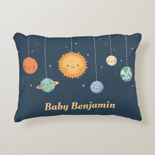宇宙の太陽と惑星の銀河 赤ちゃんの保育園 アクセントクッション (正面)