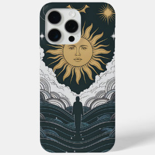 宇宙の太陽と月と神秘的な旅イラストラ iPhone 15 PRO MAXケース
