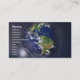 宇宙の太陽の上に昇る惑星の地球 名刺