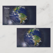 宇宙の太陽の上に昇る惑星の地球 名刺 (正面/裏面)