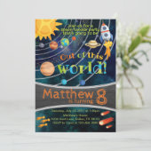 宇宙の太陽系の惑星の誕生日の招待状 招待状 (スタンド正面)