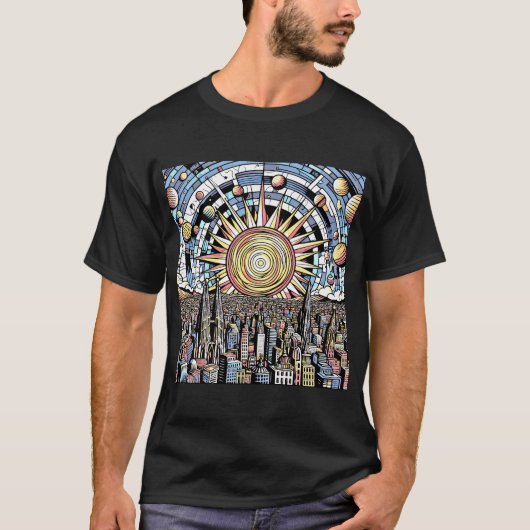 宇宙の太陽系の想像#5 Tシャツ (正面)