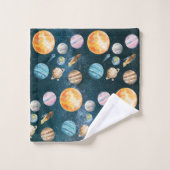 宇宙の太陽系惑星 バスタオルセット (ウォッシュタオル)
