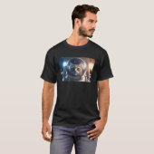 宇宙の奥深くにいる猫の宇宙飛行士 Tシャツ (正面フル)