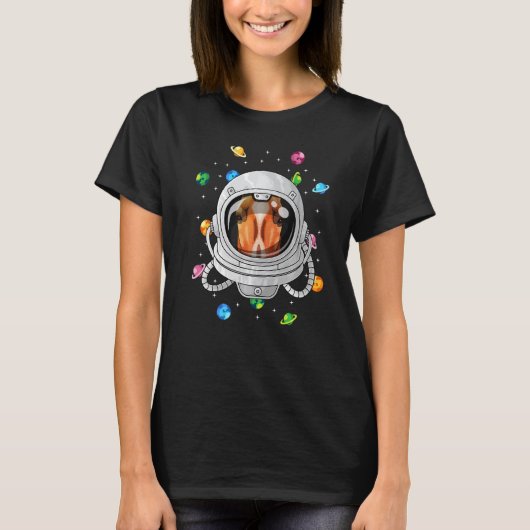 宇宙の奥深くにいる馬の宇宙飛行士動物 Tシャツ (正面)