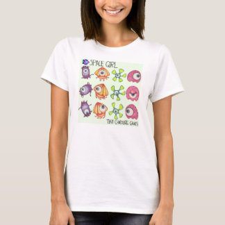 宇宙の女の子のゲーム:  フレームのエイリアンのTシャツによるフレーム Tシャツ