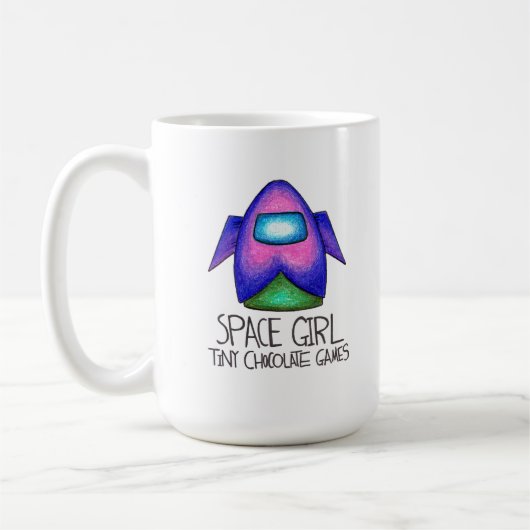 宇宙の女の子のゲーム: 宇宙飛行船のマグ コーヒーマグカップ (左)
