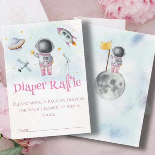 宇宙の女の子の宇宙飛行士ロケットufoスター赤ちゃんシャワー エンクロージャーカード