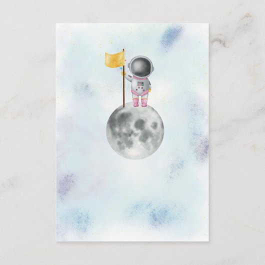 宇宙の女の子の宇宙飛行士ロケットufoスター赤ちゃんシャワー エンクロージャーカード (裏面)