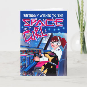 宇宙の女の子の誕生日 カード