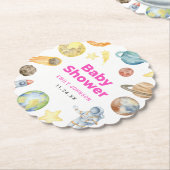 宇宙の女の子ベビーシャワー ペーパーコースター (アングル)