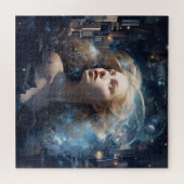 宇宙の女性が本に囲まれ ジグソーパズル (横)