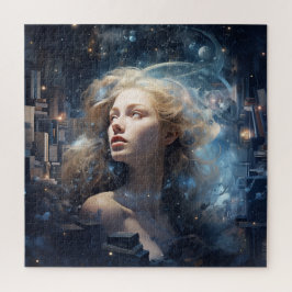 宇宙の女性が本に囲まれ ジグソーパズル