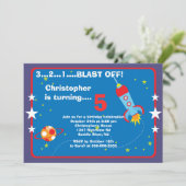 宇宙の子供の誕生日のパーティの招待状 招待状 (スタンド正面)