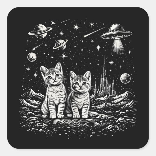 宇宙の子猫たち 宇宙の猫 スクエアシール (正面)