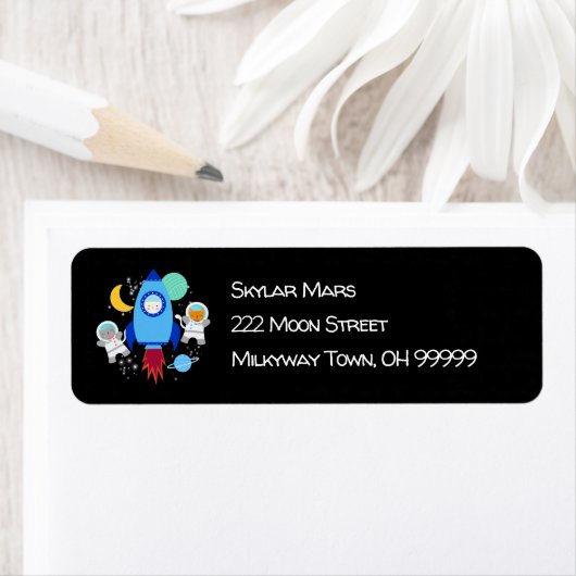 宇宙の子猫宇宙飛行士キッズロケット船 ラベル (インサイチュ)