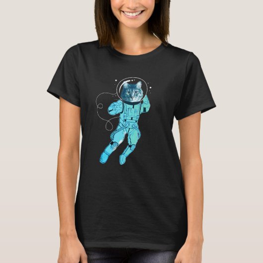 宇宙の子猫Ⅰ ネコの宇宙飛行士 Tシャツ (正面)
