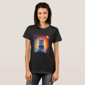 宇宙の子猫 科学フィクション ネコ Tシャツ (正面フル)