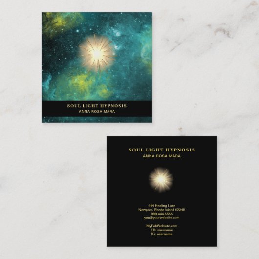 *~*宇宙の宇宙治癒エネルギー、太陽のバースト星 スクエア名刺 (正面/裏面)