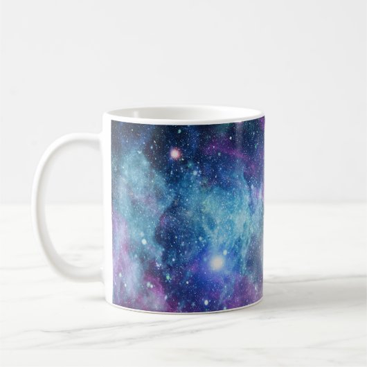 宇宙の宇宙疑問に思抽象芸術を越えて コーヒーマグカップ (左)
