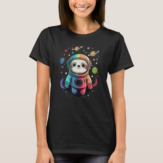 宇宙の宇宙色のかわいい宇宙飛行士 Tシャツ (正面)