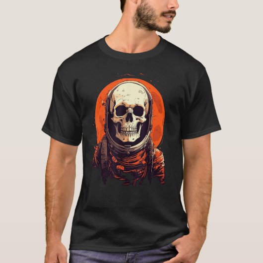 宇宙の宇宙飛行士で火星を占領するスケルトン宇宙飛行士 Tシャツ (正面)