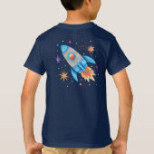 宇宙の宇宙飛行士と惑星とロケット Tシャツ (裏面)