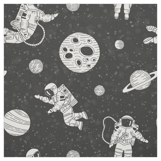宇宙の宇宙飛行士の白黒 ファブリック (見本)