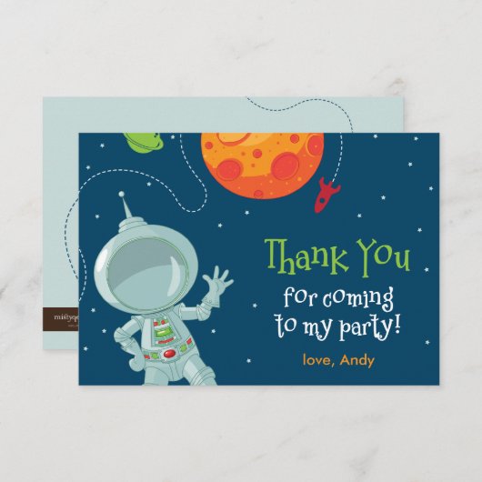 宇宙の宇宙飛行士の誕生日のサンキューカード サンキューカード (正面/裏面)
