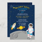 宇宙の宇宙飛行士の誕生日のパーティの招待状 招待状 (正面/裏面)