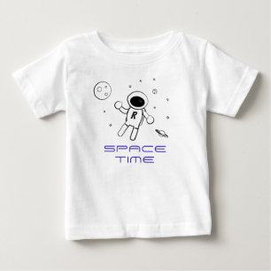 宇宙の宇宙飛行士 – 黒、白、紫のアート ベビーTシャツ