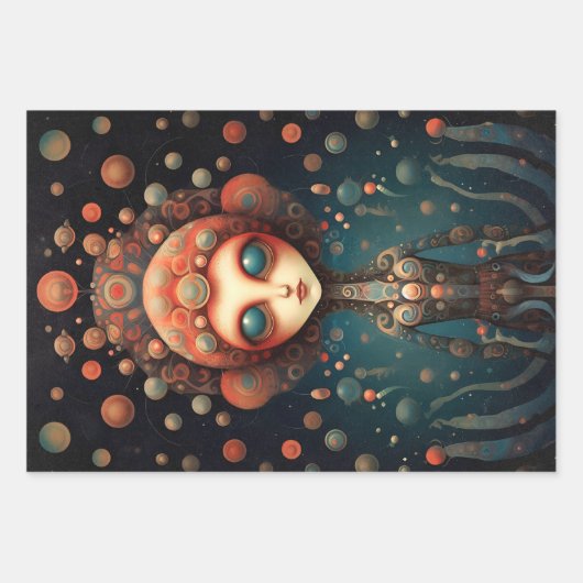 宇宙の守護者お洒落ファンタジー分離 ラッピングペーパーシート (正面2)