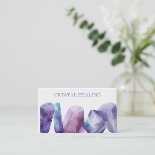 *宇宙の宝石用原石の水彩画の宇宙宝石の水晶 名刺 (スタンド正面)